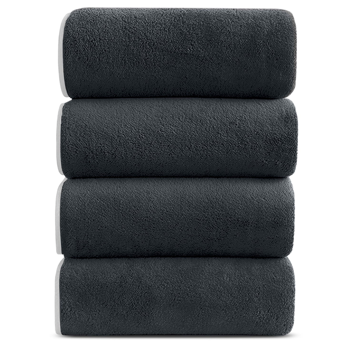 Bath Towels Set of 4, Larger & Light Bath Towels 28 X 55 Inches, 100% Microfiber Super Soft and Highly Absorbent, Bath Sheets Quicker to Dry, Perfect Bathroom Towels for Daily Use, White