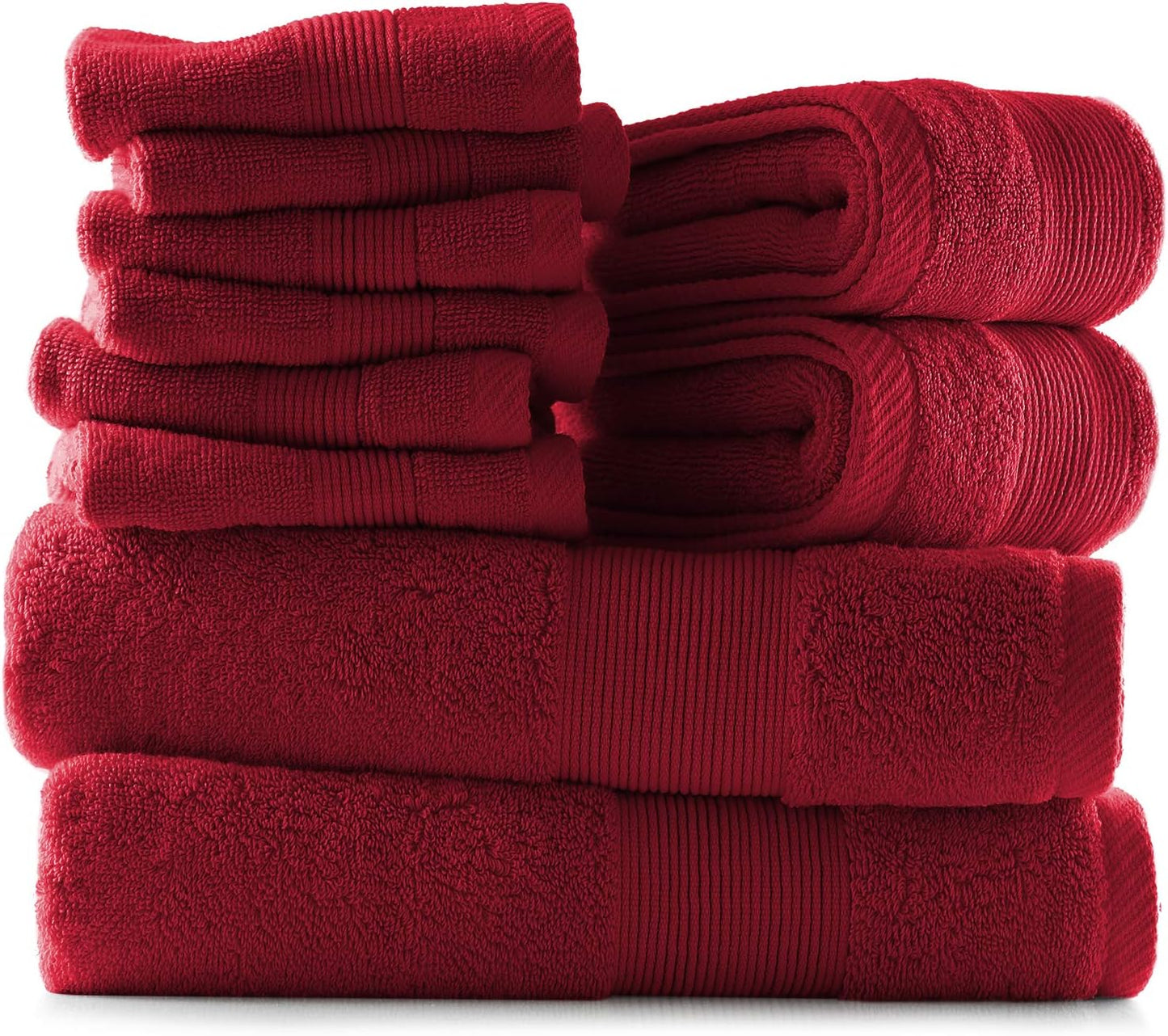 Bath Towels for Bathroom - 100% Ring Spun Cotton Luxury Bathroom Towels - Ultra Soft & Highly Absorbent, Bath Towels Set of 6 - Burgundy Red