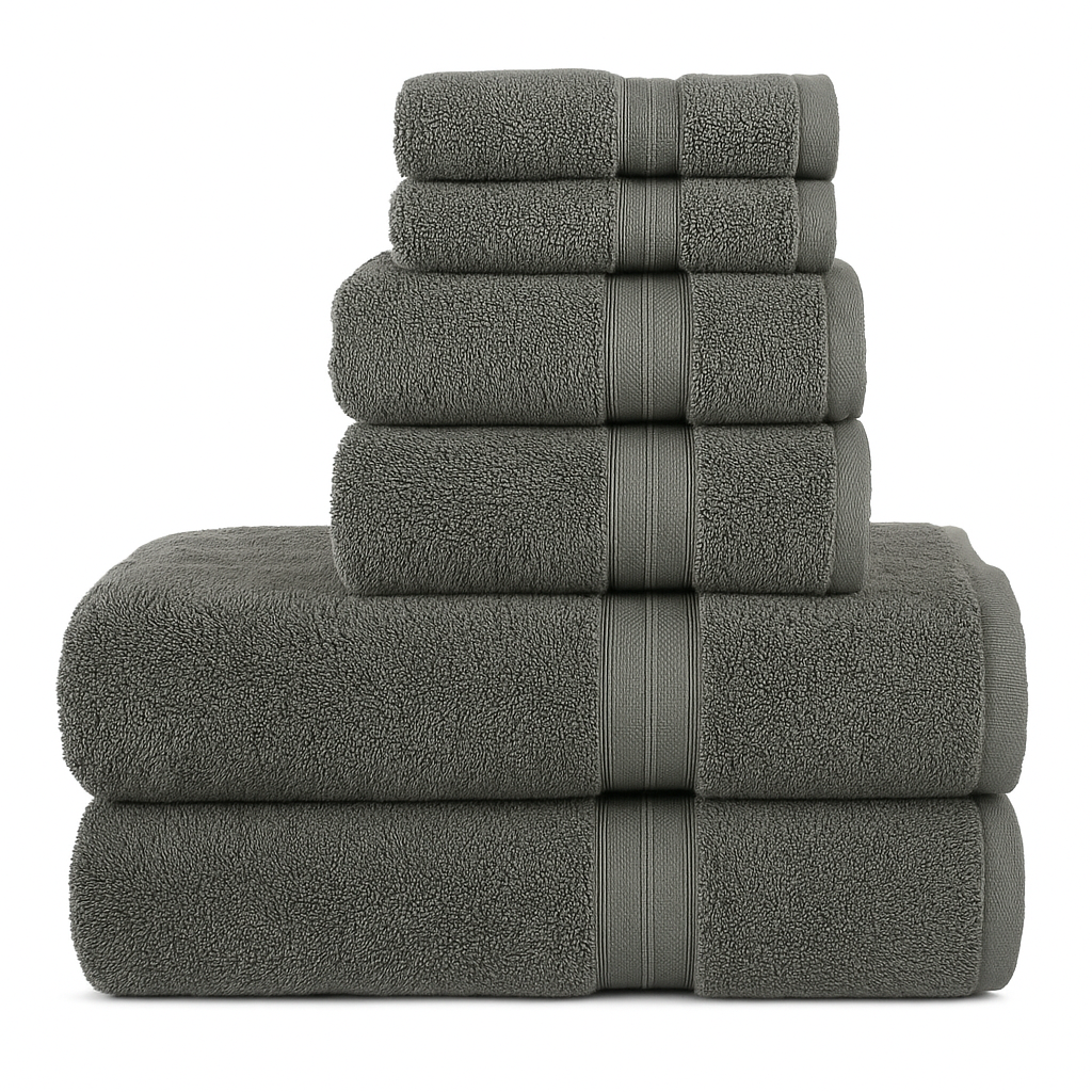 6-Piece Premium Turkish Cotton Towel Set – Soft, Absorbent & Durable (Gray)