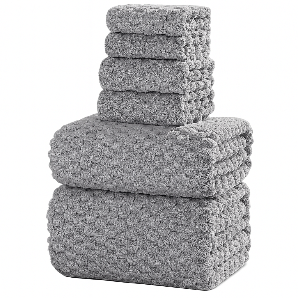 6-Piece Oversized Microfiber Towel Set – Extra Large 40x80" Bath Sheets with Hand Towels & Washcloths, Quick-Dry & Highly Absorbent (Gray)
