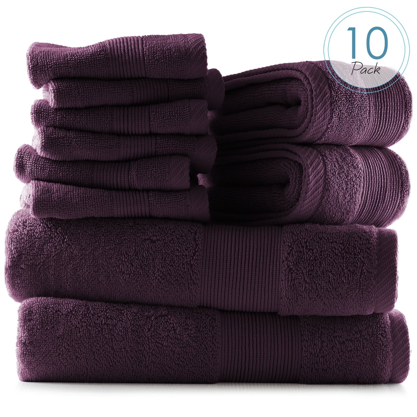 Bath Towel Collection, 100% Cotton Luxury Soft 10 Pc Set – Black