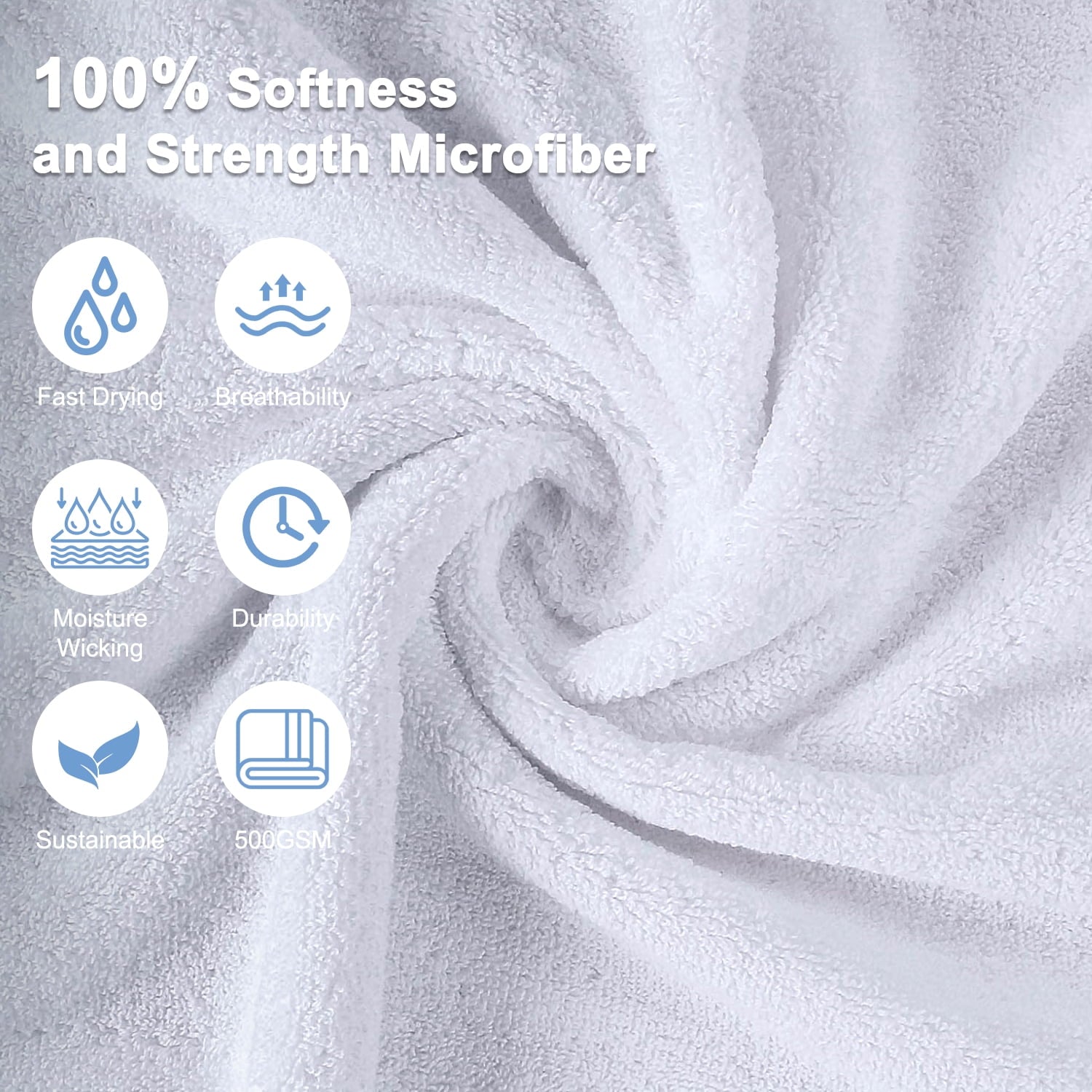 Bath Towels Set of 4, Larger & Light Bath Towels 28 X 55 Inches, 100% Microfiber Super Soft and Highly Absorbent, Bath Sheets Quicker to Dry, Perfect Bathroom Towels for Daily Use, White