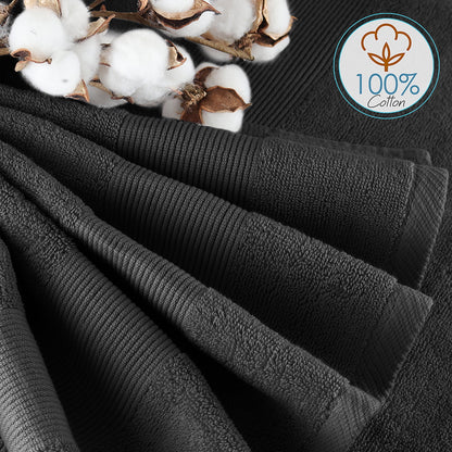 Bath Towel Collection, 100% Cotton Luxury Soft 10 Pc Set – Black