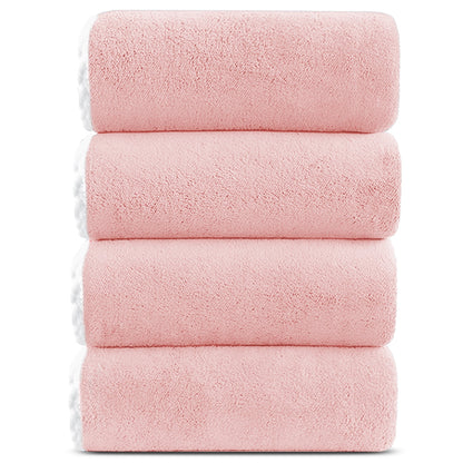 Bath Towels Set of 4, Larger & Light Bath Towels 28 X 55 Inches, 100% Microfiber Super Soft and Highly Absorbent, Bath Sheets Quicker to Dry, Perfect Bathroom Towels for Daily Use, White