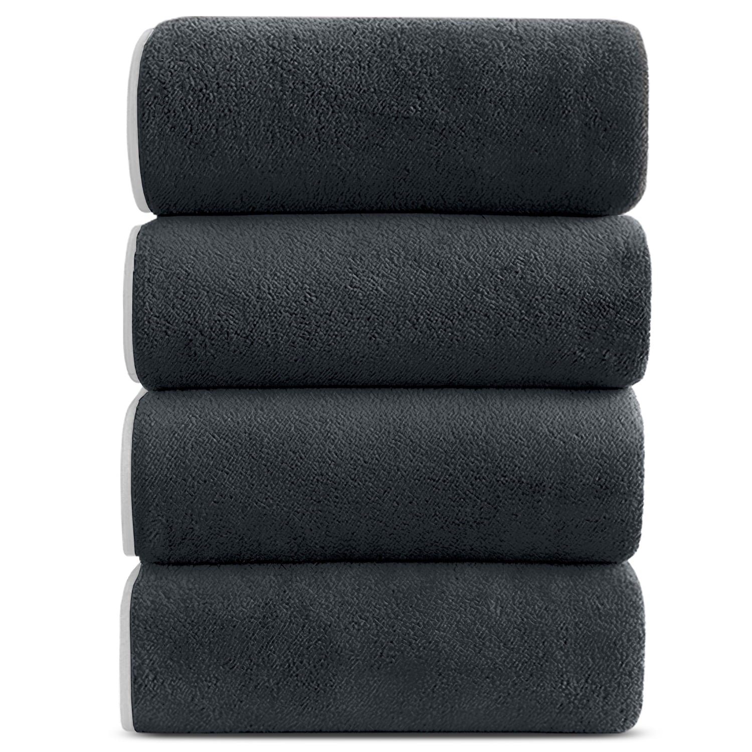 Bath Towels Set of 4, Larger & Light Bath Towels 28 X 55 Inches, 100% Microfiber Super Soft and Highly Absorbent, Bath Sheets Quicker to Dry, Perfect Bathroom Towels for Daily Use, White
