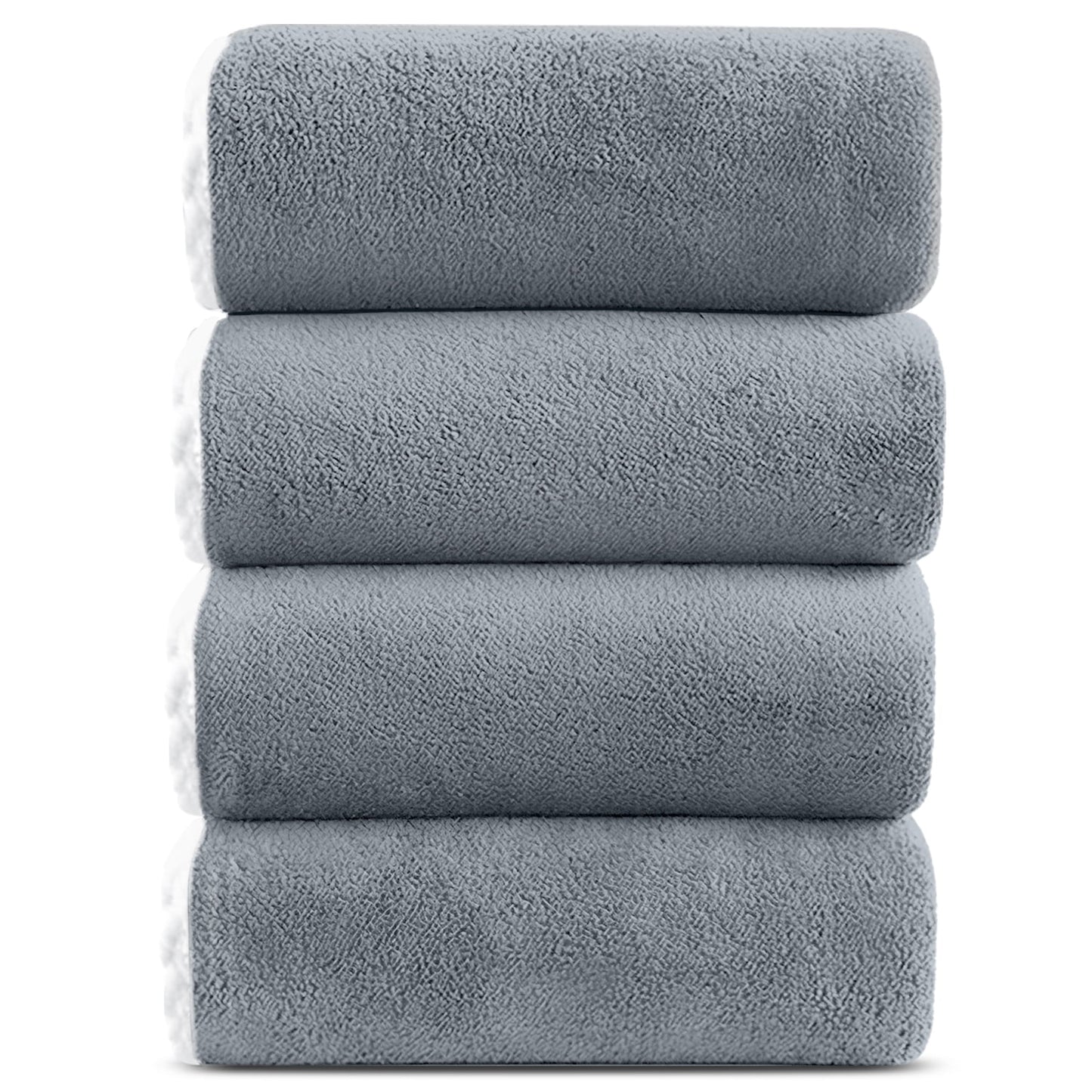 Bath Towels Set of 4, Larger & Light Bath Towels 28 X 55 Inches, 100% Microfiber Super Soft and Highly Absorbent, Bath Sheets Quicker to Dry, Perfect Bathroom Towels for Daily Use, White