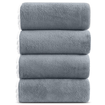Bath Towels Set of 4, Larger & Light Bath Towels 28 X 55 Inches, 100% Microfiber Super Soft and Highly Absorbent, Bath Sheets Quicker to Dry, Perfect Bathroom Towels for Daily Use, White