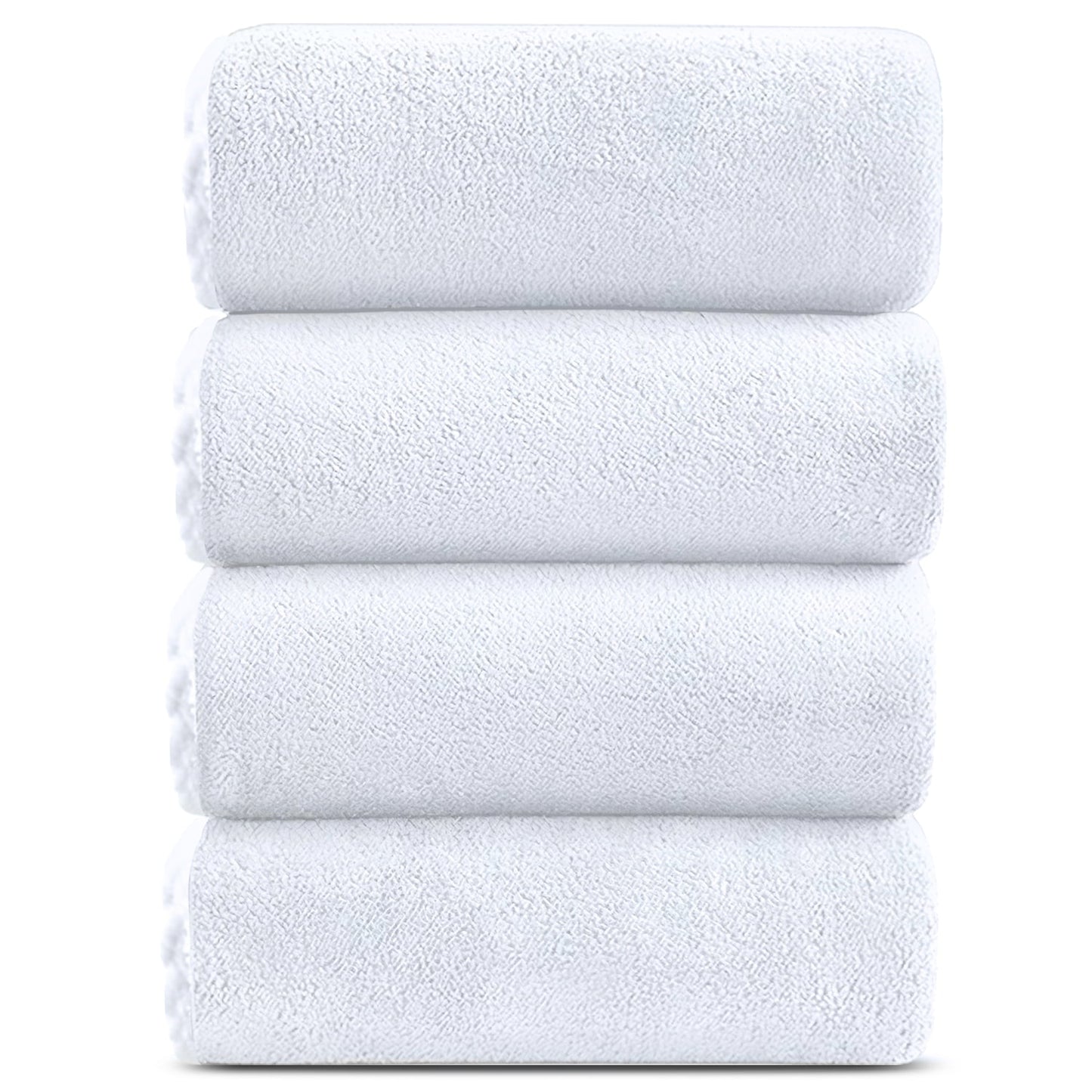 Bath Towels Set of 4, Larger & Light Bath Towels 28 X 55 Inches, 100% Microfiber Super Soft and Highly Absorbent, Bath Sheets Quicker to Dry, Perfect Bathroom Towels for Daily Use, White
