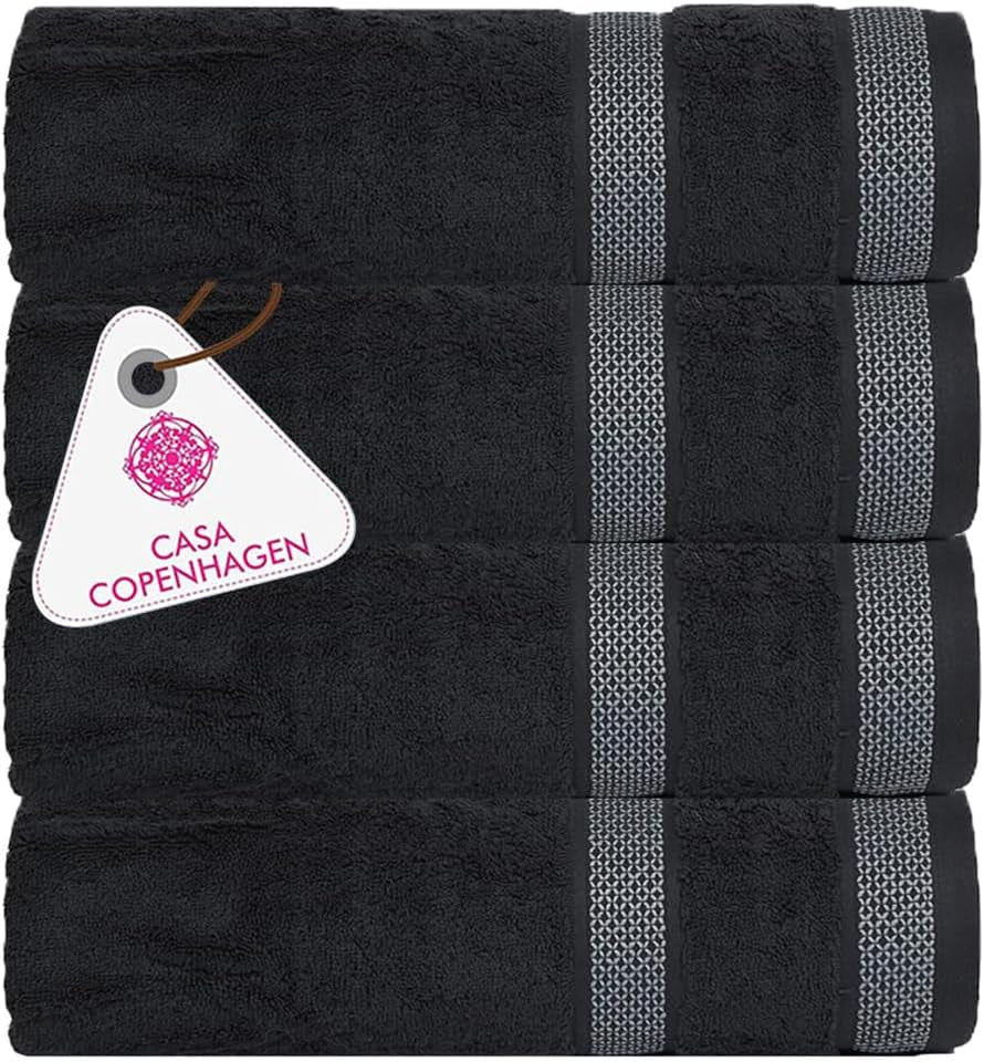 Solitaire Towels, 4 Pieces Bath Towel Set- Grey Violet, 600 GSM Designed in Denmark Made of Soft Egyptian Cotton for Bathroom, Kitchen & Shower