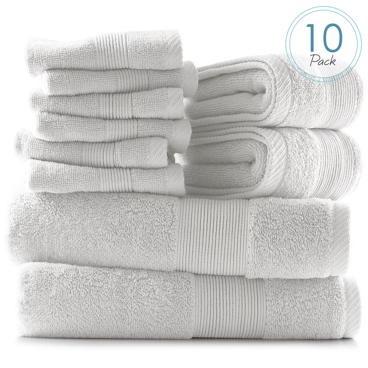 Bath Towel Collection, 100% Cotton Luxury Soft 10 Pc Set – Black