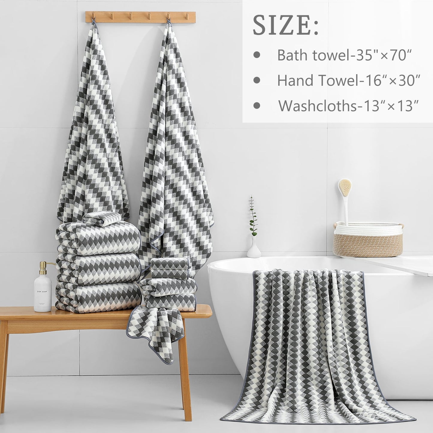 4 Pack Bath Towels Extra Large 35"X 70"Highly Absorbent Quick Dry Bath Towels Oversized Microfiber Bath Sheets Soft Luxurious Towels for Bathroom Kitchen Spa Hotel Gym (Dark Gray)