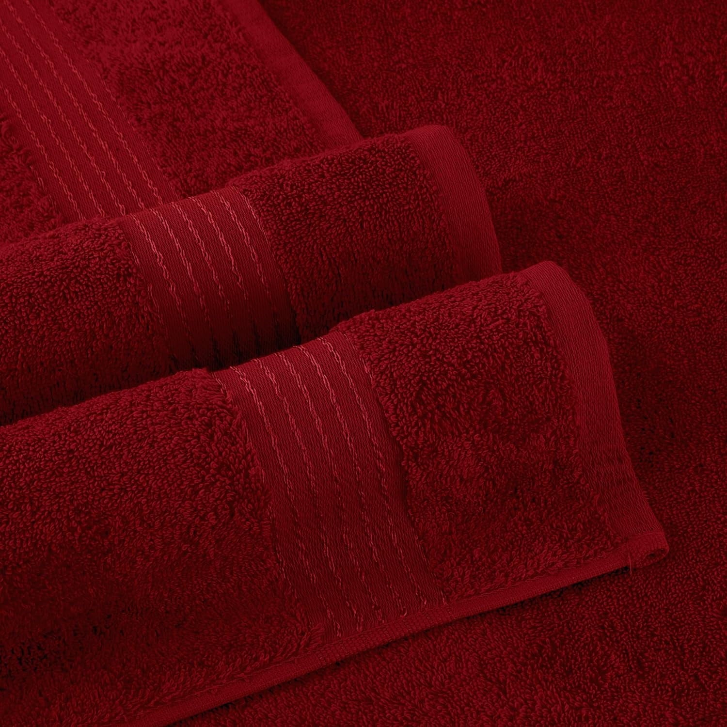 Cotton 6-Piece Towel Set, Includes 2 Washcloths, 2 Hand Towels and 2 Bath Towels, 100% Turkish Cotton , Burgundy