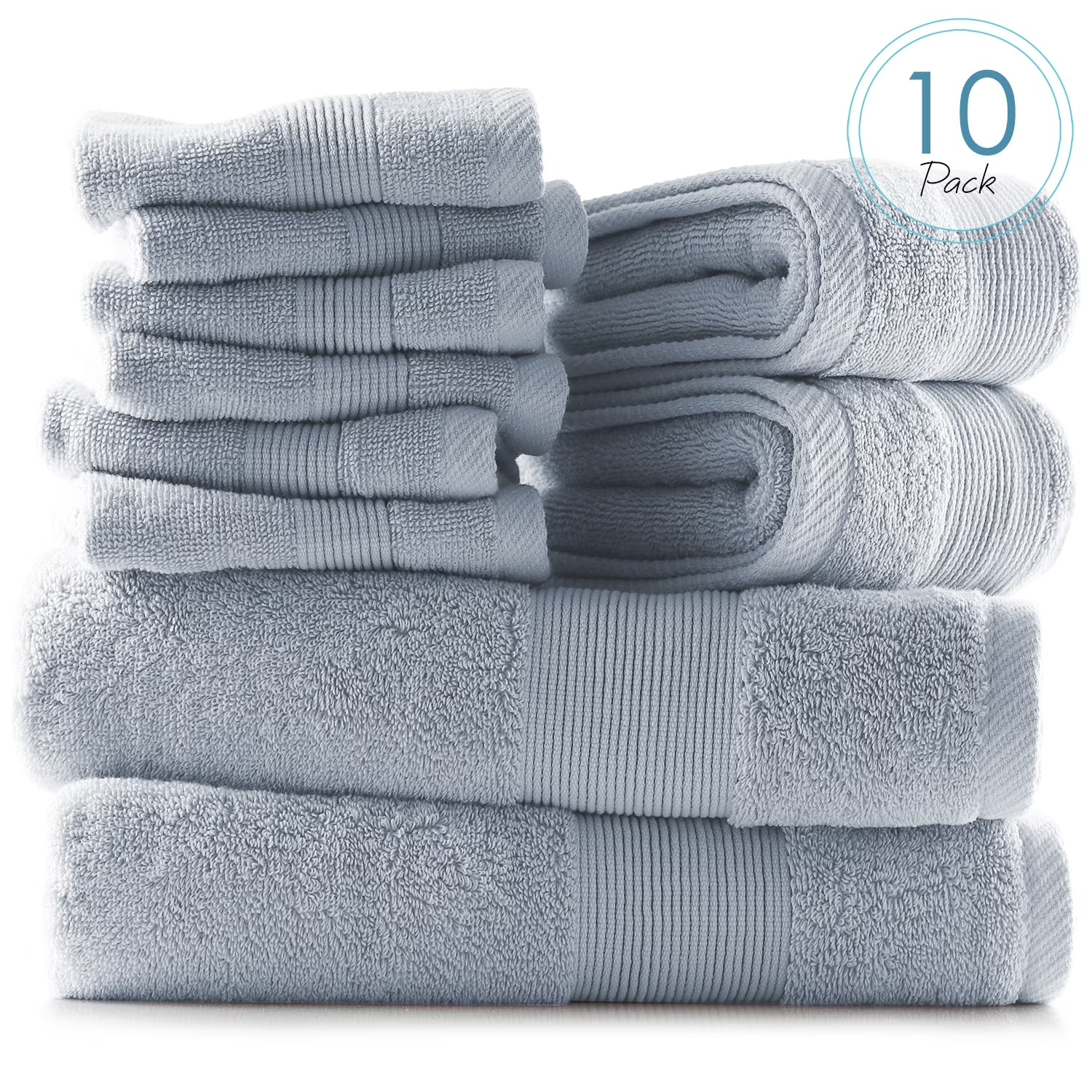 Bath Towel Collection, 100% Cotton Luxury Soft 10 Pc Set – Black