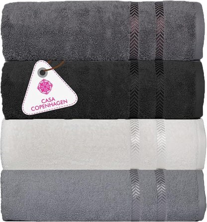 Solitaire Towels, 4 Pieces Bath Towel Set- Grey Violet, 600 GSM Designed in Denmark Made of Soft Egyptian Cotton for Bathroom, Kitchen & Shower