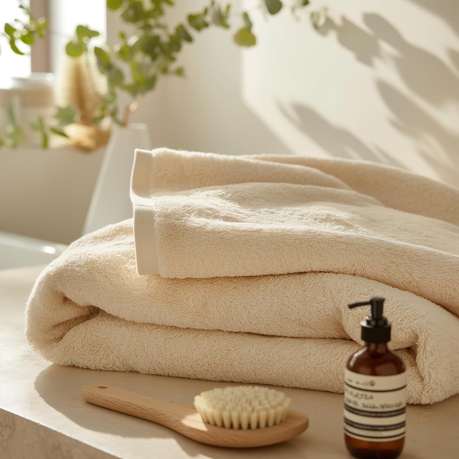 100% Turkish Cotton Jumbo Bath Sheet Towel Oversized 40X80 Inch | Premium Hotel & Spa Quality, Soft, Absorbent, XL Bath Towels | Made in Turkey (Pack of 1, Ivory, Jumbo Bath Sheet)