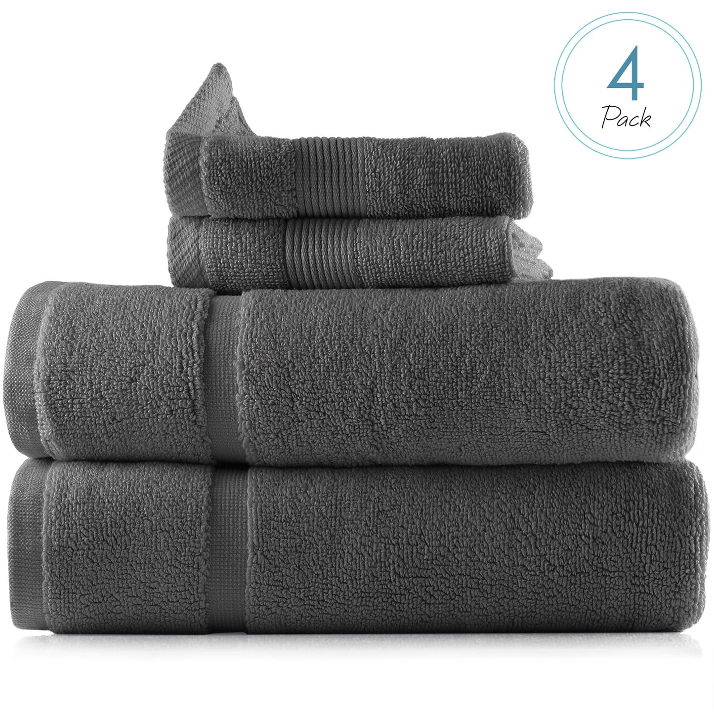 Bath Towel Collection, 100% Cotton Luxury Soft 10 Pc Set – Black