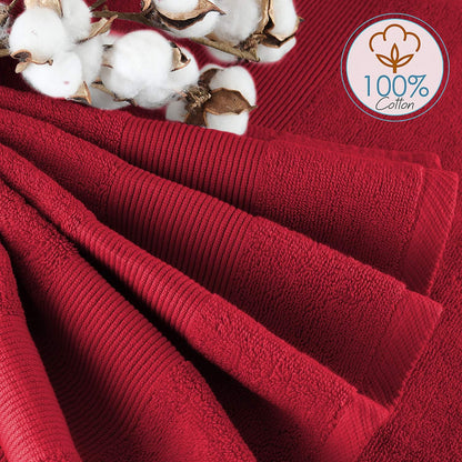 Bath Towels for Bathroom - 100% Ring Spun Cotton Luxury Bathroom Towels - Ultra Soft & Highly Absorbent, Bath Towels Set of 6 - Burgundy Red