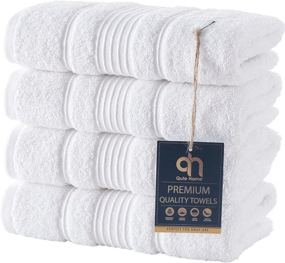 4-Piece Bath Towels Set, 100% Turkish Cotton Premium Quality Towels for Bathroom, Quick Dry Soft and Absorbent Turkish Towel, Set Includes 4 Bath Towels (Grey)