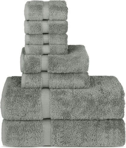 Premium Cotton Absorbent Turkish Towels (Bath Towel - Set of 4, Dark Gray)