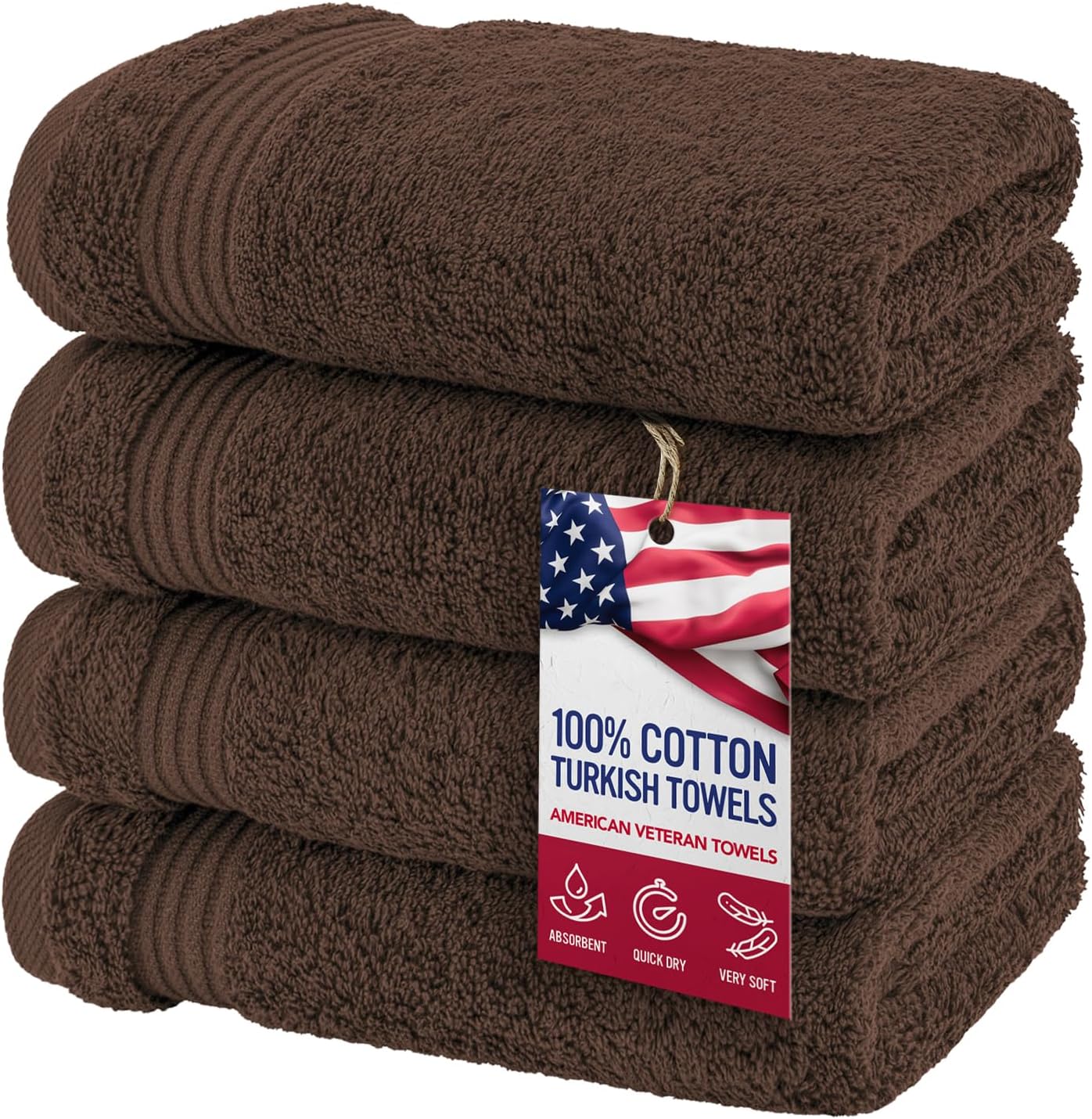 , 100% Cotton Turkish 6 Piece Towel Set, Luxury Towels Set of 6 for Bathroom Essentials, 2 Bath Towels 2 Hand Towels 2 Washcloths, Brown
