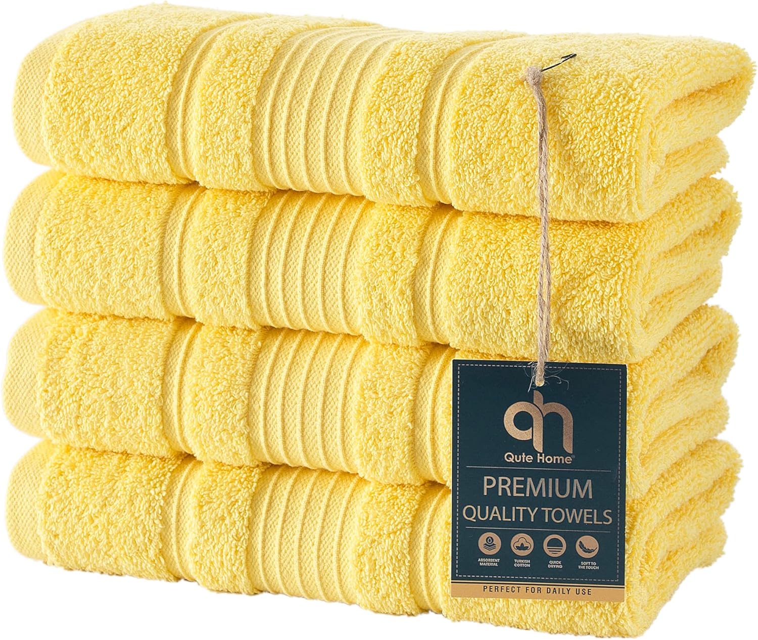 4-Piece Bath Towels Set, 100% Turkish Cotton Premium Quality Towels for Bathroom, Quick Dry Soft and Absorbent Turkish Towel, Set Includes 4 Bath Towels (Grey)