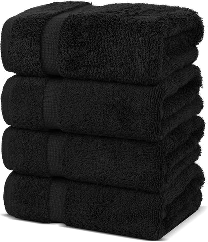 Premium Cotton Absorbent Turkish Towels (Bath Towel - Set of 4, Dark Gray)