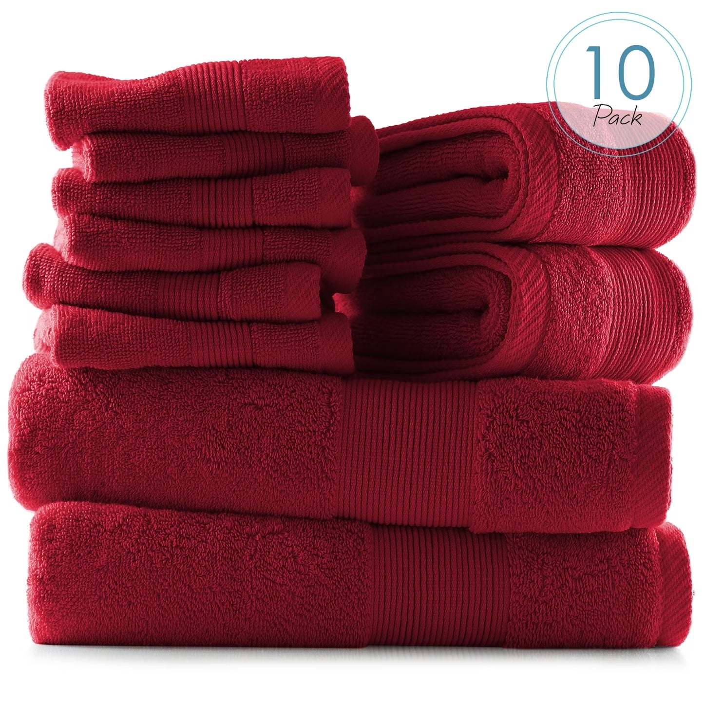 Bath Towel Collection, 100% Cotton Luxury Soft 10 Pc Set – Black