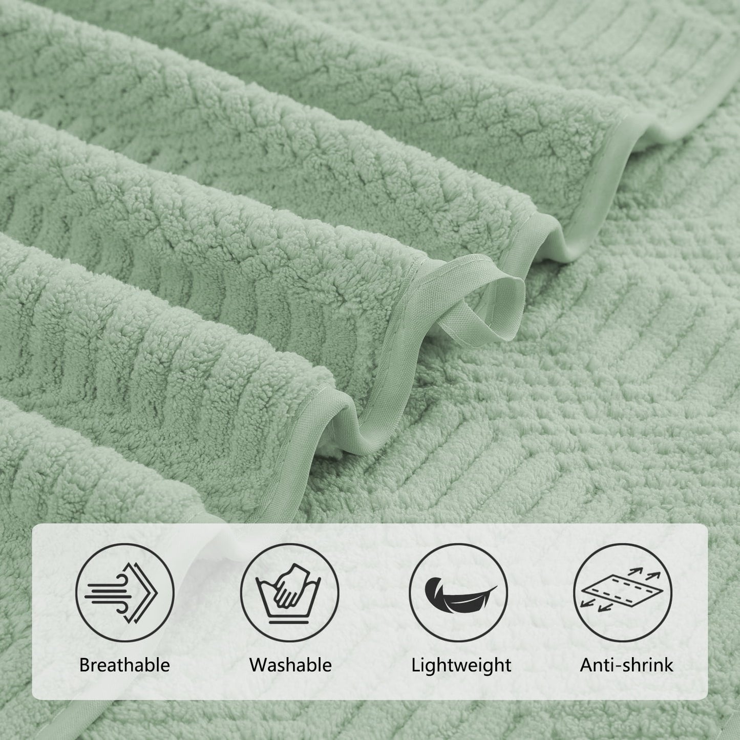 8 Piece Microfiber Bath Towel Set,700Gsm Quick Dry & Less Lint, 2 Oversized Bath Towels, 2 Towels & 4 Washcloths,Highly Absorbent,Ultra Soft Shower Towel for Bathroom Hotel-Light Green