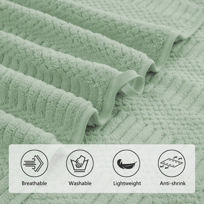 8 Piece Microfiber Bath Towel Set,700Gsm Quick Dry & Less Lint, 2 Oversized Bath Towels, 2 Towels & 4 Washcloths,Highly Absorbent,Ultra Soft Shower Towel for Bathroom Hotel-Light Green