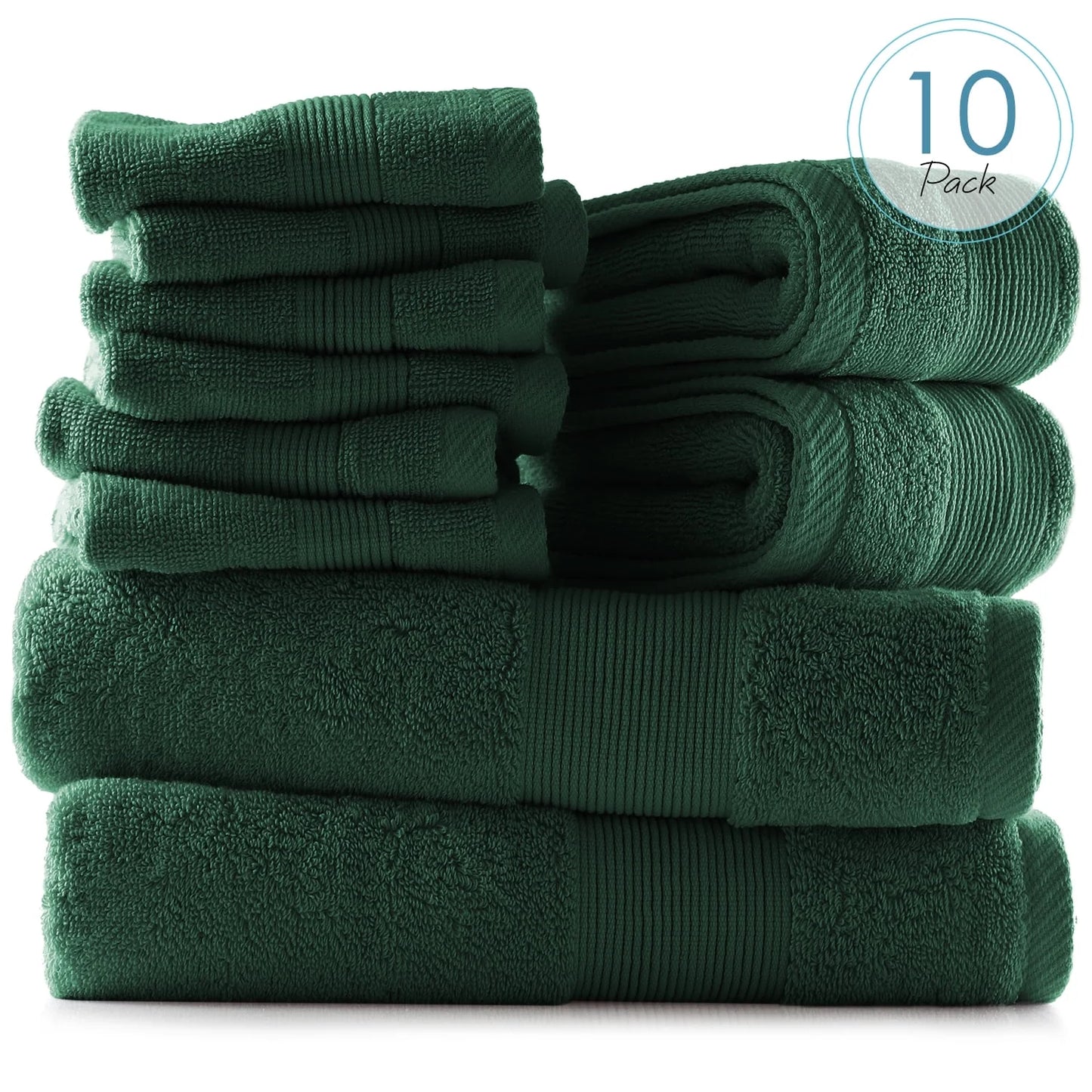 Bath Towel Collection, 100% Cotton Luxury Soft 10 Pc Set – Black