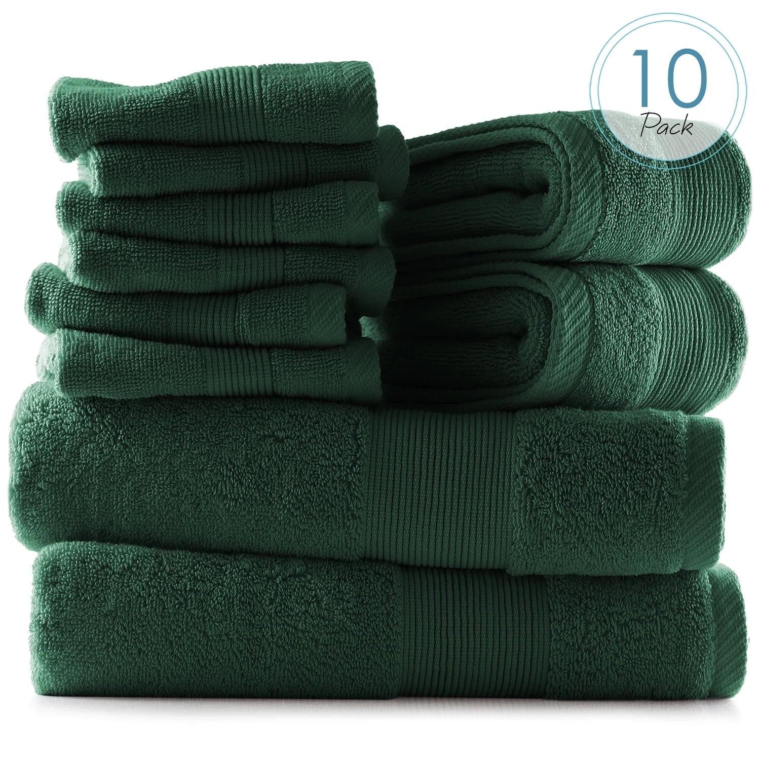 Bath Towel Collection, 100% Cotton Luxury Soft 10 Pc Set – Black