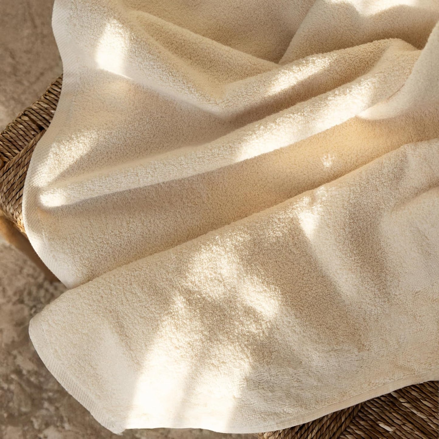 100% Turkish Cotton Jumbo Bath Sheet Towel Oversized 40X80 Inch | Premium Hotel & Spa Quality, Soft, Absorbent, XL Bath Towels | Made in Turkey (Pack of 1, Ivory, Jumbo Bath Sheet)