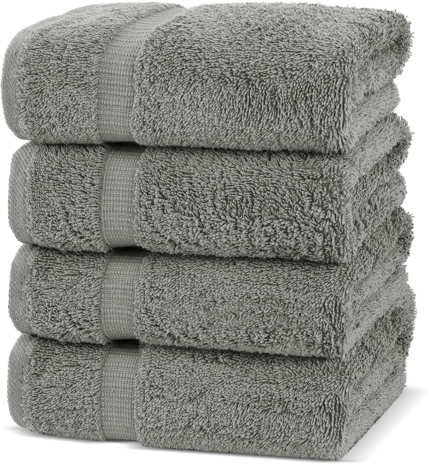 Premium Cotton Absorbent Turkish Towels (Bath Towel - Set of 4, Dark Gray)