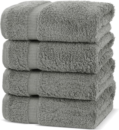 Premium Cotton Absorbent Turkish Towels (Bath Towel - Set of 4, Dark Gray)