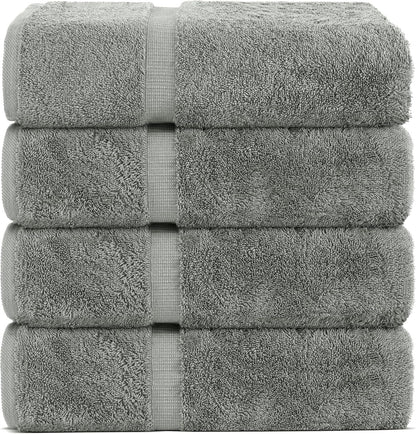 Premium Cotton Absorbent Turkish Towels (Bath Towel - Set of 4, Dark Gray)