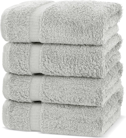 Premium Cotton Absorbent Turkish Towels (Bath Towel - Set of 4, Dark Gray)