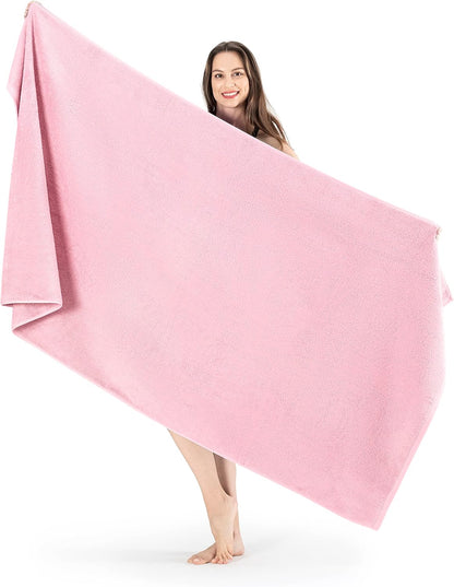 100% Turkish Cotton Jumbo Bath Sheet Towel Oversized 40X80 Inch | Premium Hotel & Spa Quality, Soft, Absorbent, XL Bath Towels | Made in Turkey (Pack of 1, Ivory, Jumbo Bath Sheet)