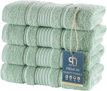 4-Piece Bath Towels Set, 100% Turkish Cotton Premium Quality Towels for Bathroom, Quick Dry Soft and Absorbent Turkish Towel, Set Includes 4 Bath Towels (Grey)