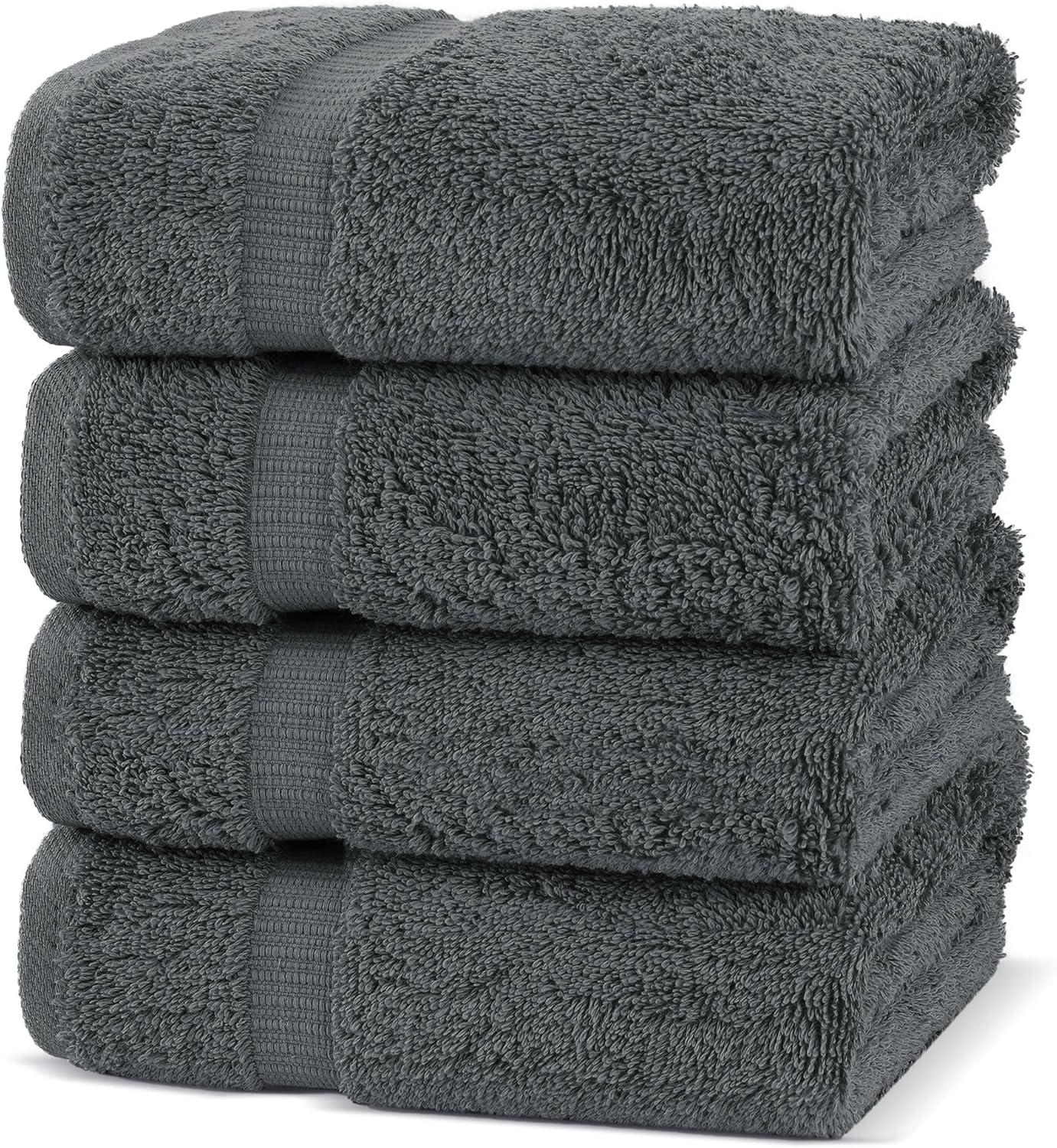 Premium Cotton Absorbent Turkish Towels (Bath Towel - Set of 4, Dark Gray)