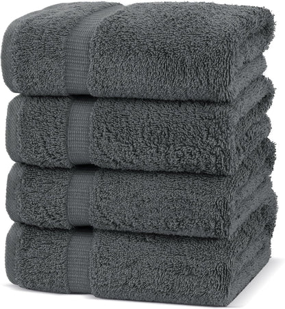 Premium Cotton Absorbent Turkish Towels (Bath Towel - Set of 4, Dark Gray)