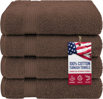 , 100% Cotton Turkish 6 Piece Towel Set, Luxury Towels Set of 6 for Bathroom Essentials, 2 Bath Towels 2 Hand Towels 2 Washcloths, Brown