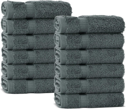 Premium Cotton Absorbent Turkish Towels (Bath Towel - Set of 4, Dark Gray)