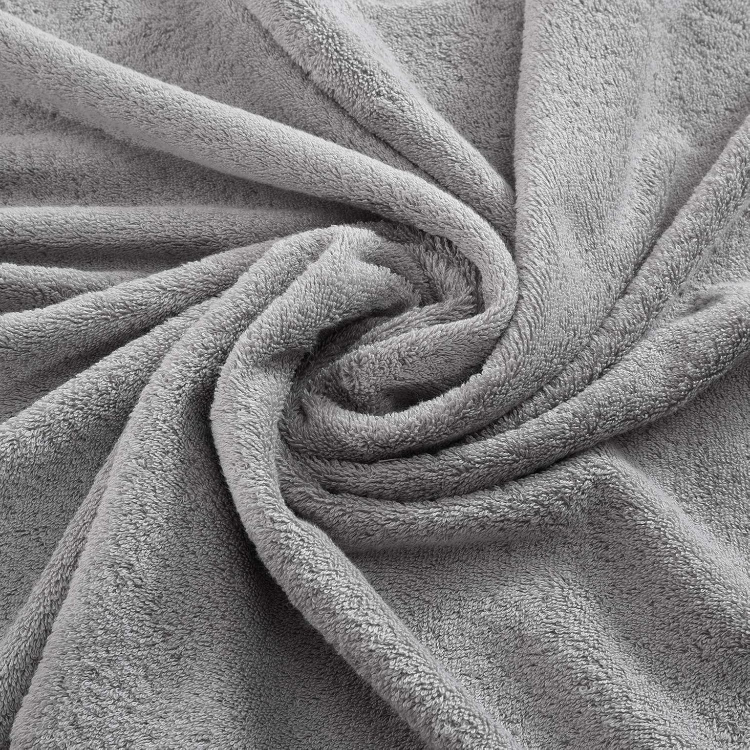 4-Piece Bath Towels Set, 100% Turkish Cotton Premium Quality Towels for Bathroom, Quick Dry Soft and Absorbent Turkish Towel, Set Includes 4 Bath Towels (Grey)