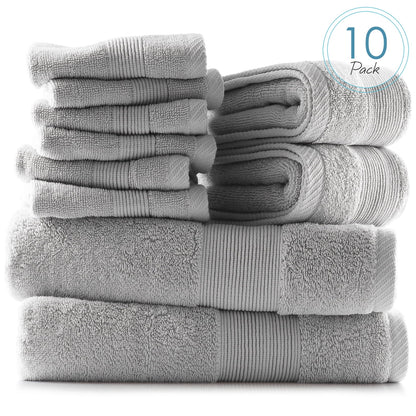 Bath Towel Collection, 100% Cotton Luxury Soft 10 Pc Set – Black
