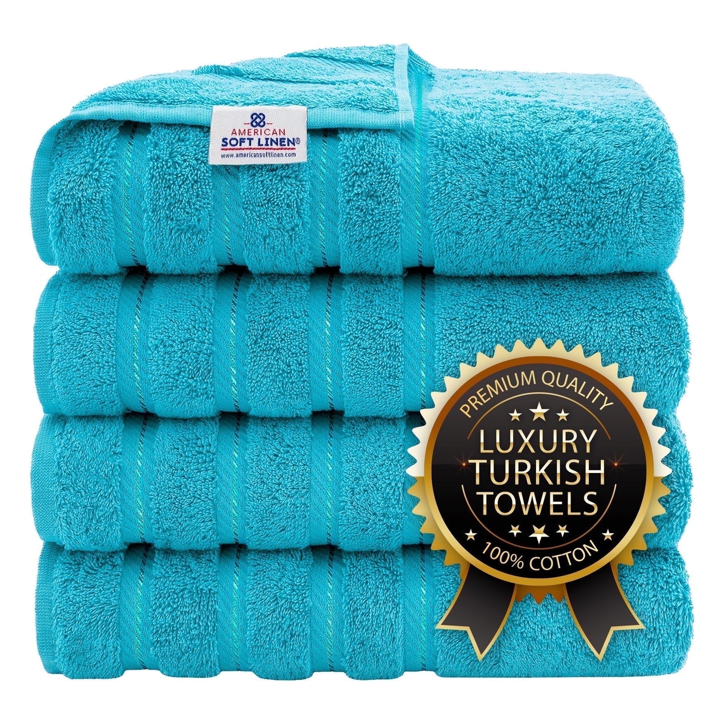 Luxury 4 Piece Bath Towel Set, 100% Cotton Turkish Bath Towels for Bathroom, Black