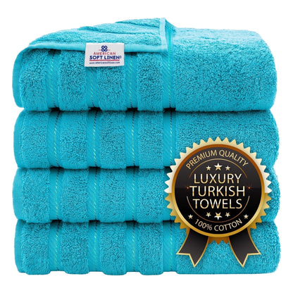 Luxury 4 Piece Bath Towel Set, 100% Cotton Turkish Bath Towels for Bathroom, Black