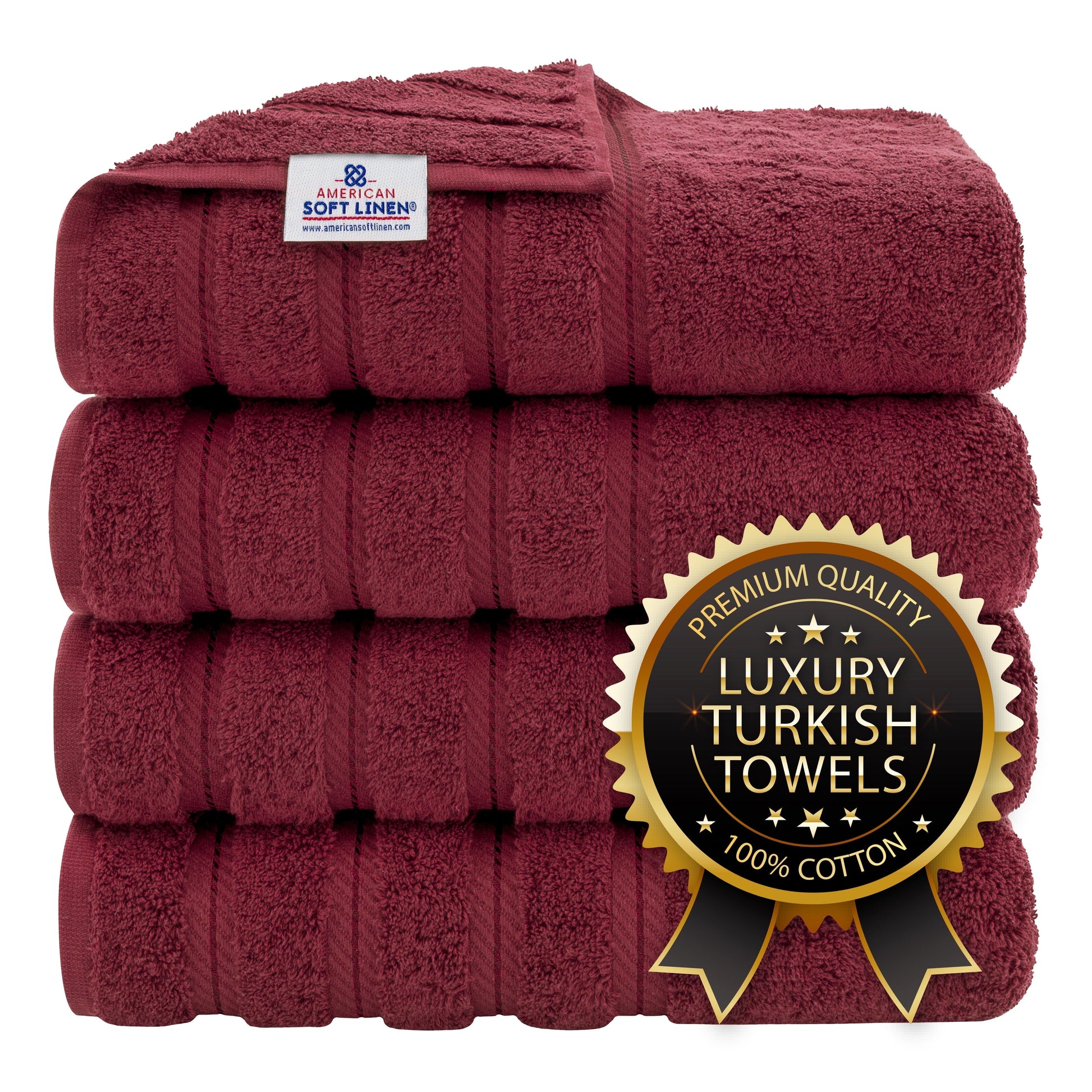 Luxury 4 Piece Bath Towel Set, 100% Cotton Turkish Bath Towels for Bathroom, Black