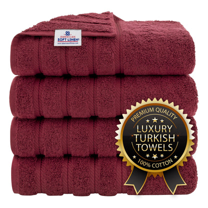 Luxury 4 Piece Bath Towel Set, 100% Cotton Turkish Bath Towels for Bathroom, Black