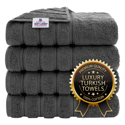 Luxury 4 Piece Bath Towel Set, 100% Cotton Turkish Bath Towels for Bathroom, Black