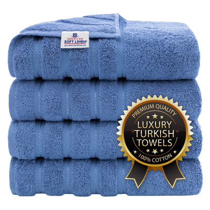 Luxury 4 Piece Bath Towel Set, 100% Cotton Turkish Bath Towels for Bathroom, Black